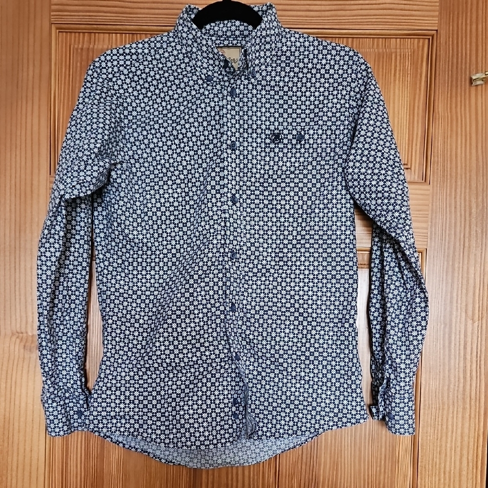 Wrangler Navy Geometric Button Down Shirt